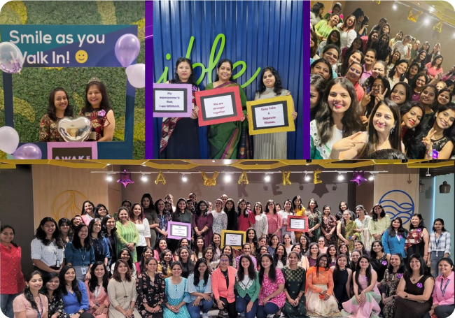 Photo collage of Altera employees celebrating International Women’s Day with India-AWAKE