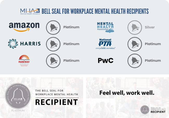Photo collage of 2023 Bell Seal for Workplace Mental Health Recipients