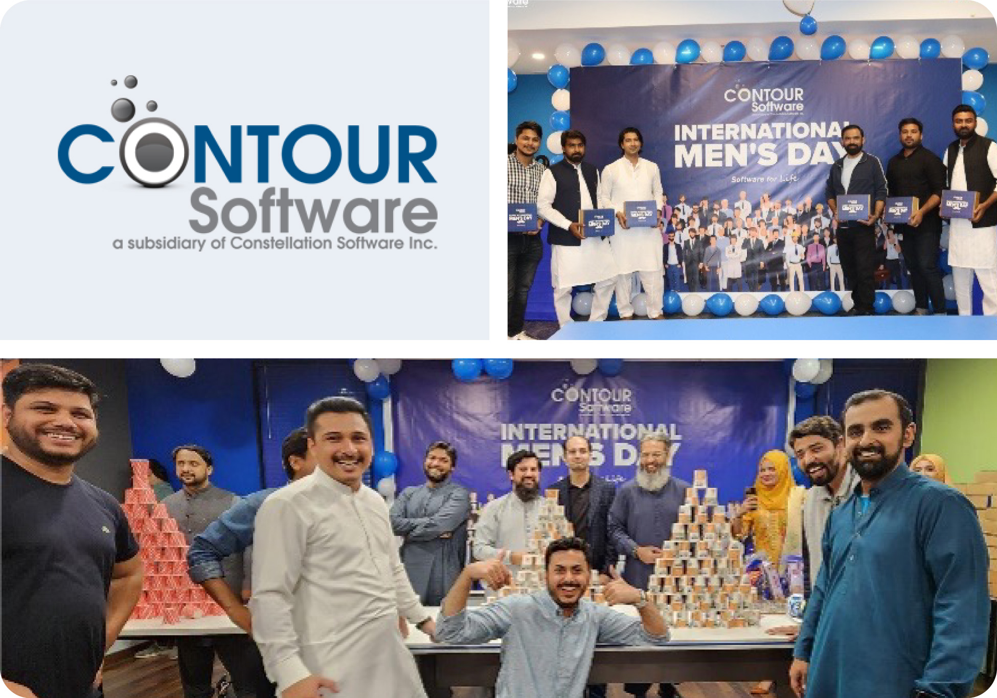 Photo collage of Contour Software employees celebrating International Men's Day