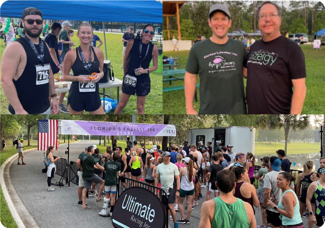 Photo collage of Jonas employees participating in the Apryle Showers Run