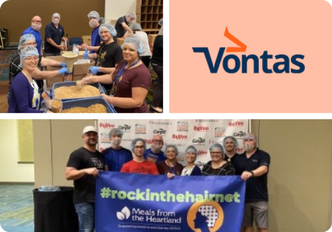 Photo collage of Vontas employees volunteering within their local community