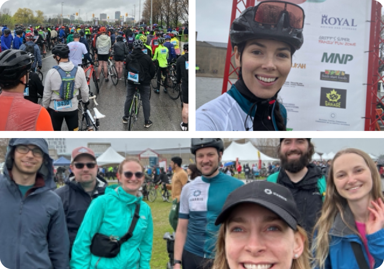 Photo collage of Harris employees participating in CN Cycle for CHEO