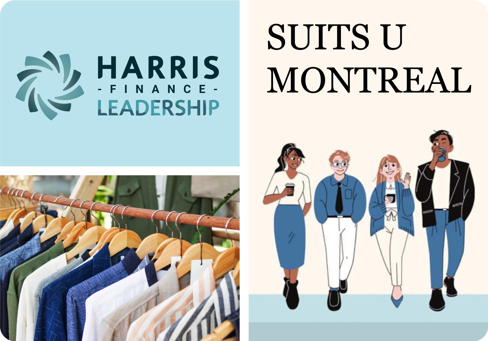 Photo collage of Harris community service at Suits U Montreal