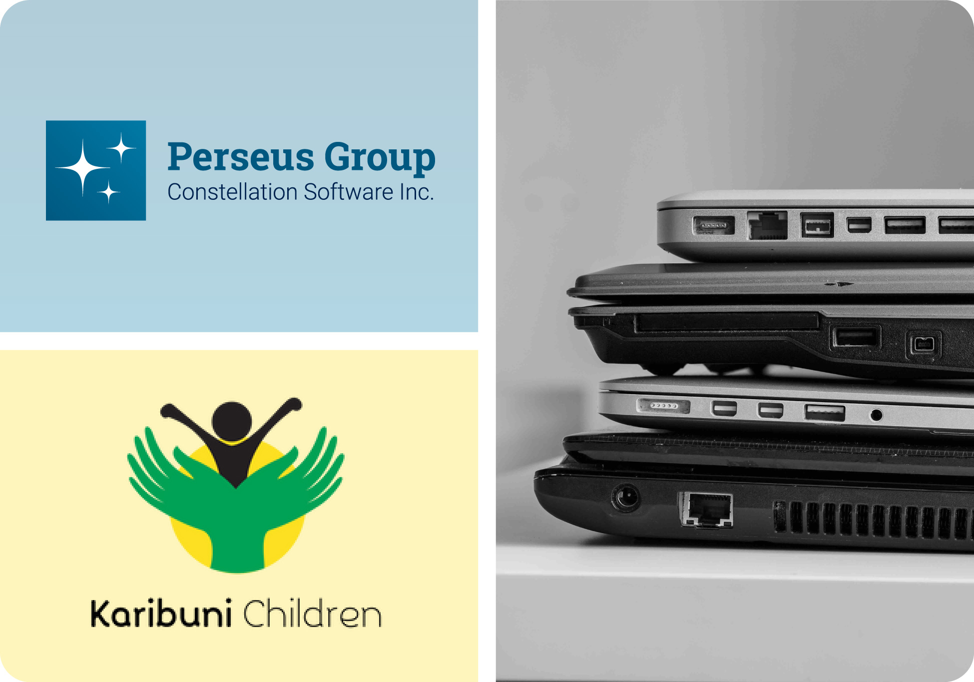 Perseus' Ibcos Computer team donates unused computer equipment to Karibuni Children organization.