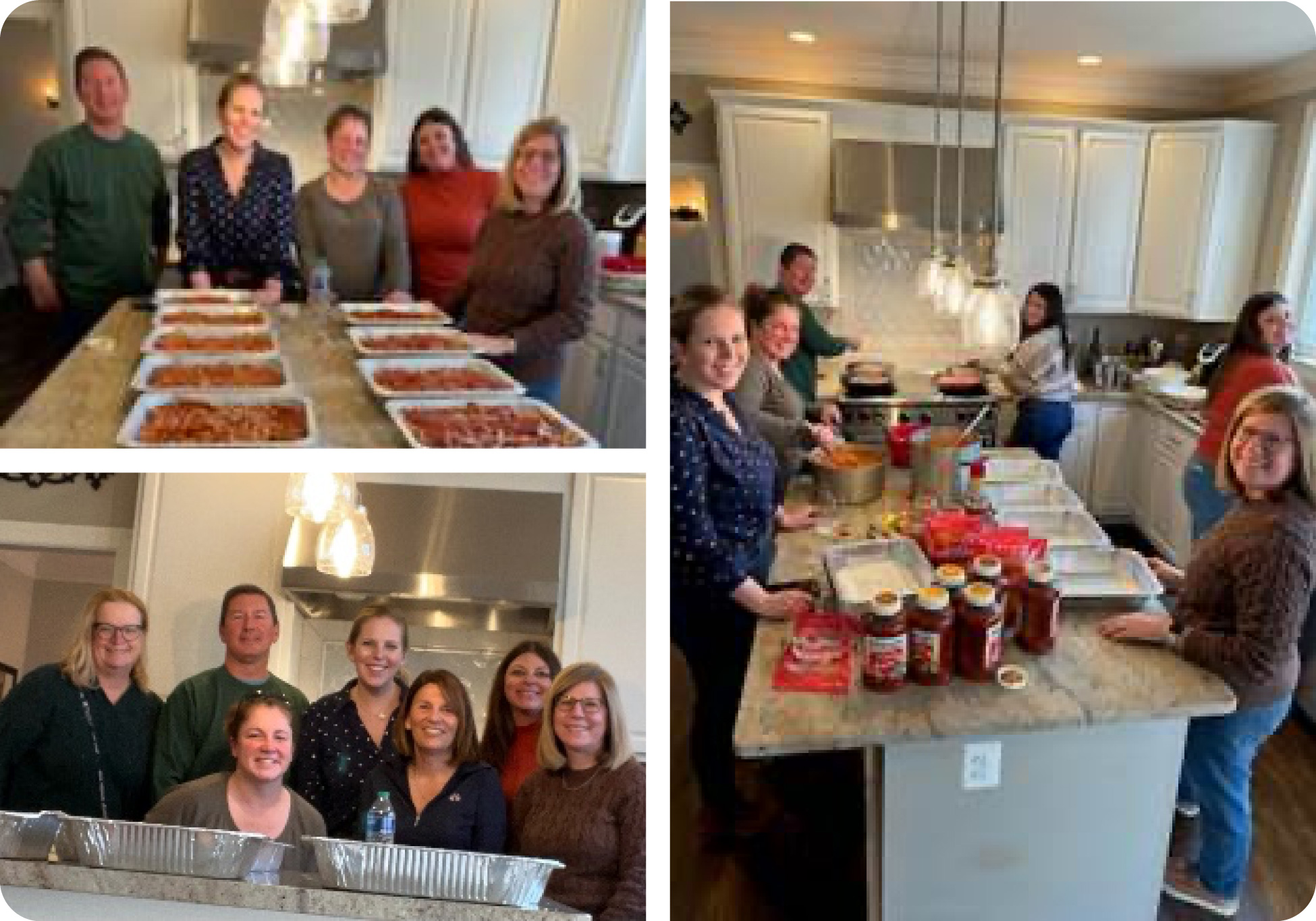 Photo collage of Perseus employees preparing beef casseroles for Our Daily Bread charity.