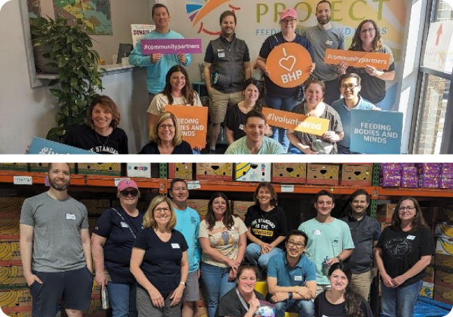 Photo collage of Perseus employees volunteering at the Baltimore Hunger Project