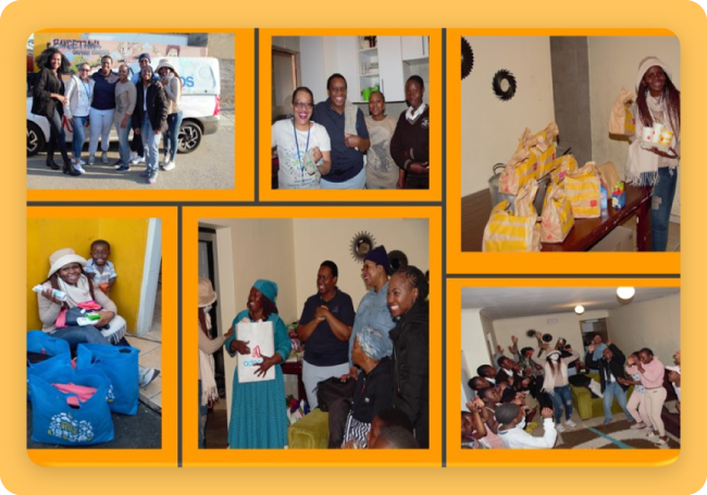 Photo collage of Volaris’ Adapt IT employees supporting the Bakgethwa Orphan Centre