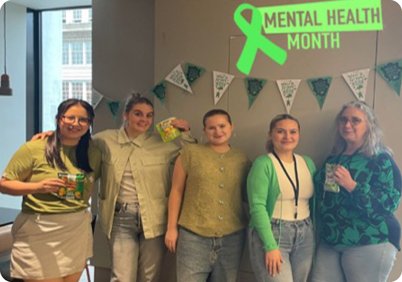 Group photo of OneFile employees participating in Mental Health Day