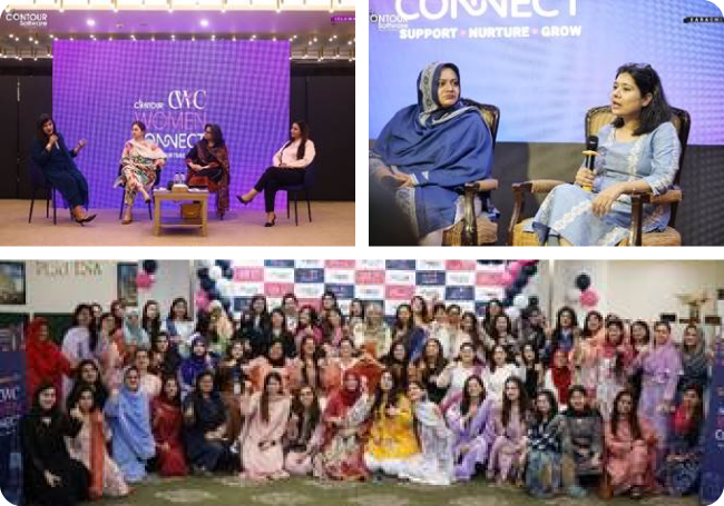 Photo collage of Contour Software employees participating in Contour Women Connect (CWC)