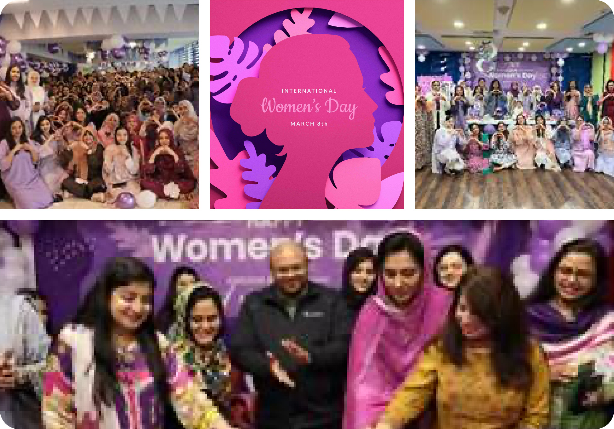 Collage of Contour and AutoSoft employees celebrating International Women's Day.